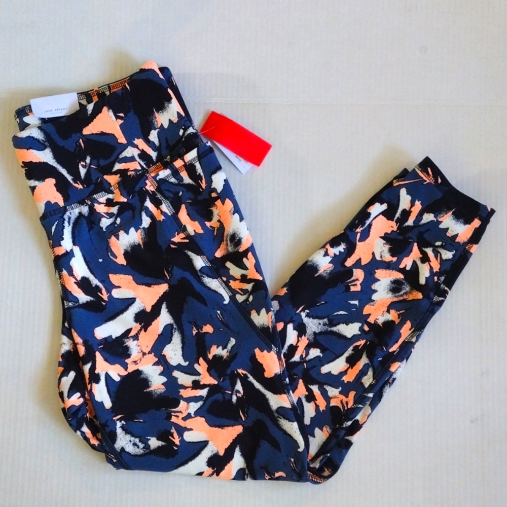 Lane Bryant Liv 7/8 Leggings Size 14/16 Blue Peach Black White